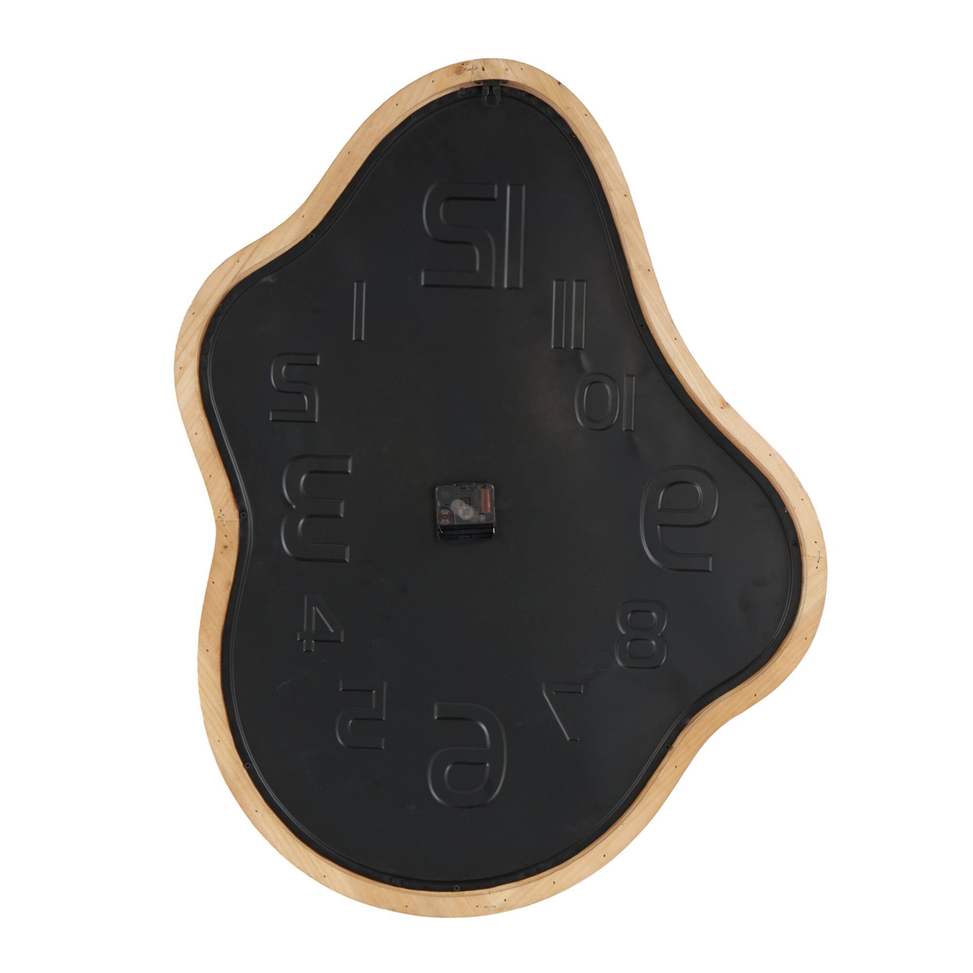 25" x 32" Black Metal Wavy Decorative Wall Clock with Brown Frame & White Accents